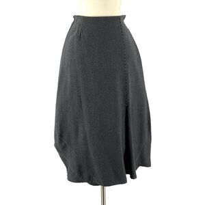 Crea Concept Paris Tulip Hem Layered Grey Wool Designer Midi Skirt 40/M/US 8